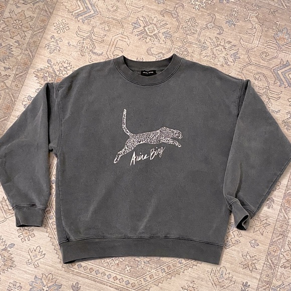 Anine Bing Tops - Anine bing washed black leopard sweatshirt